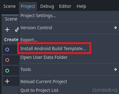 Install Android Build Template